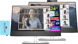 HP - E24mv G4 24" FHD IPS Monitor, Anti-Glare, Flicker Free, VESA Mount, HDMI & DKZ Hub, (169L0AA#ABA) 2 Pack - Black/Silver