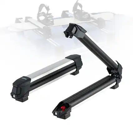 Front. VEVOR - Ski & Snowboard Roof Rack, Carry up to 4 Pairs of Skis or 2 Snowboards, 2 PCS Aluminum Universal Car Roof Rack - Black.