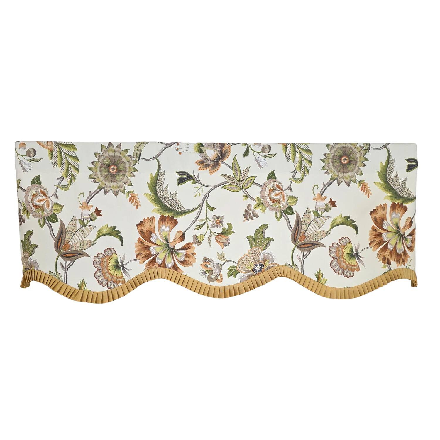 Left. RLF Home - RLF Home Tanzibar Ruffled Provance Window Valance 100% Cotton Lined Rod Pocket 50" x 17" Orange - Orange.