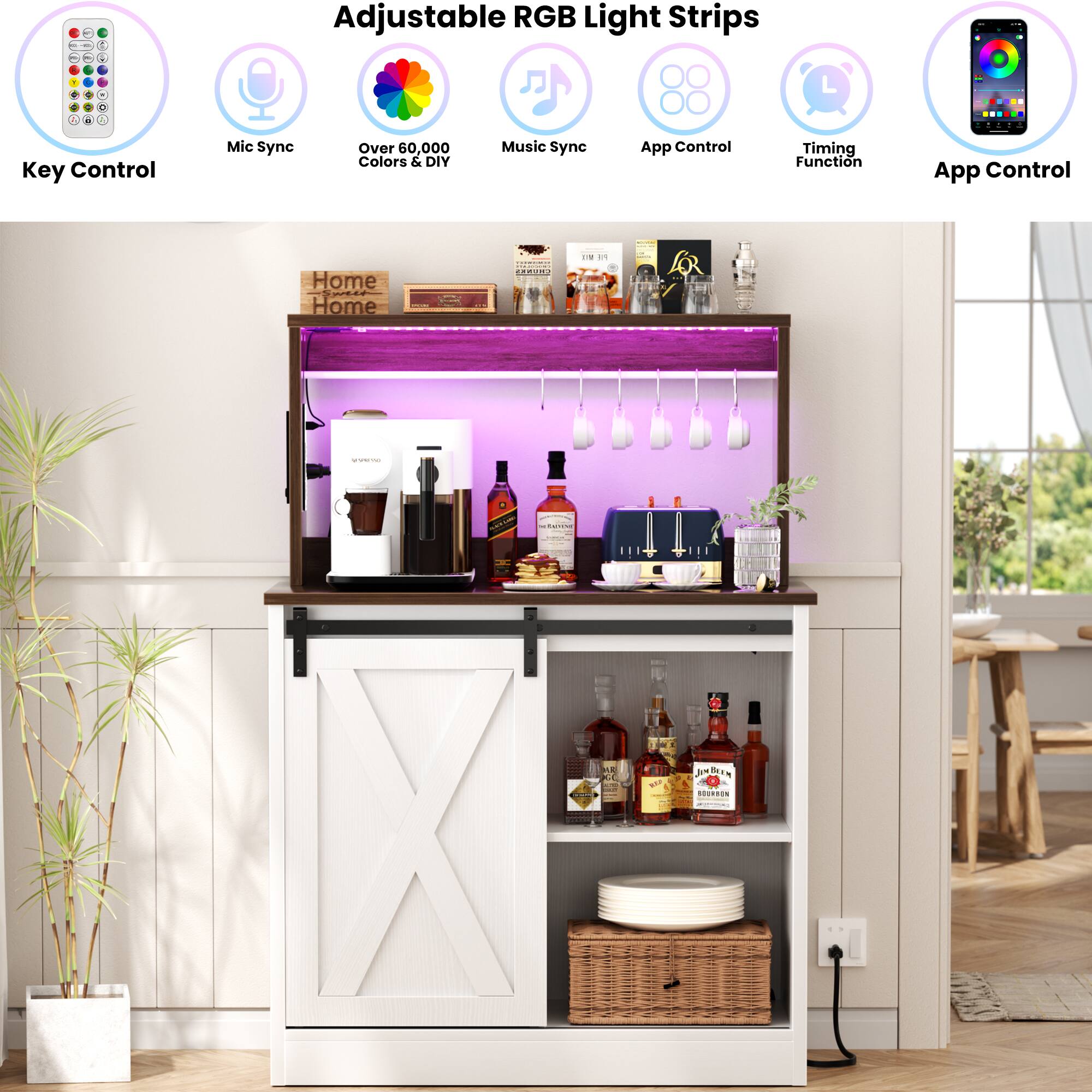 Adjustable RGB Light Strips

- Key Control
- Mic Sync
- Over 60,000 Colors & DIY
- Music Sync
- App Control
- Timing Function
- App Control