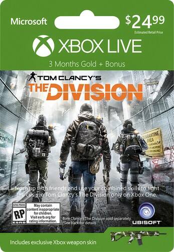  Microsoft - Xbox LIVE 3 Month Gold Membership -Tom Clancy's The Division