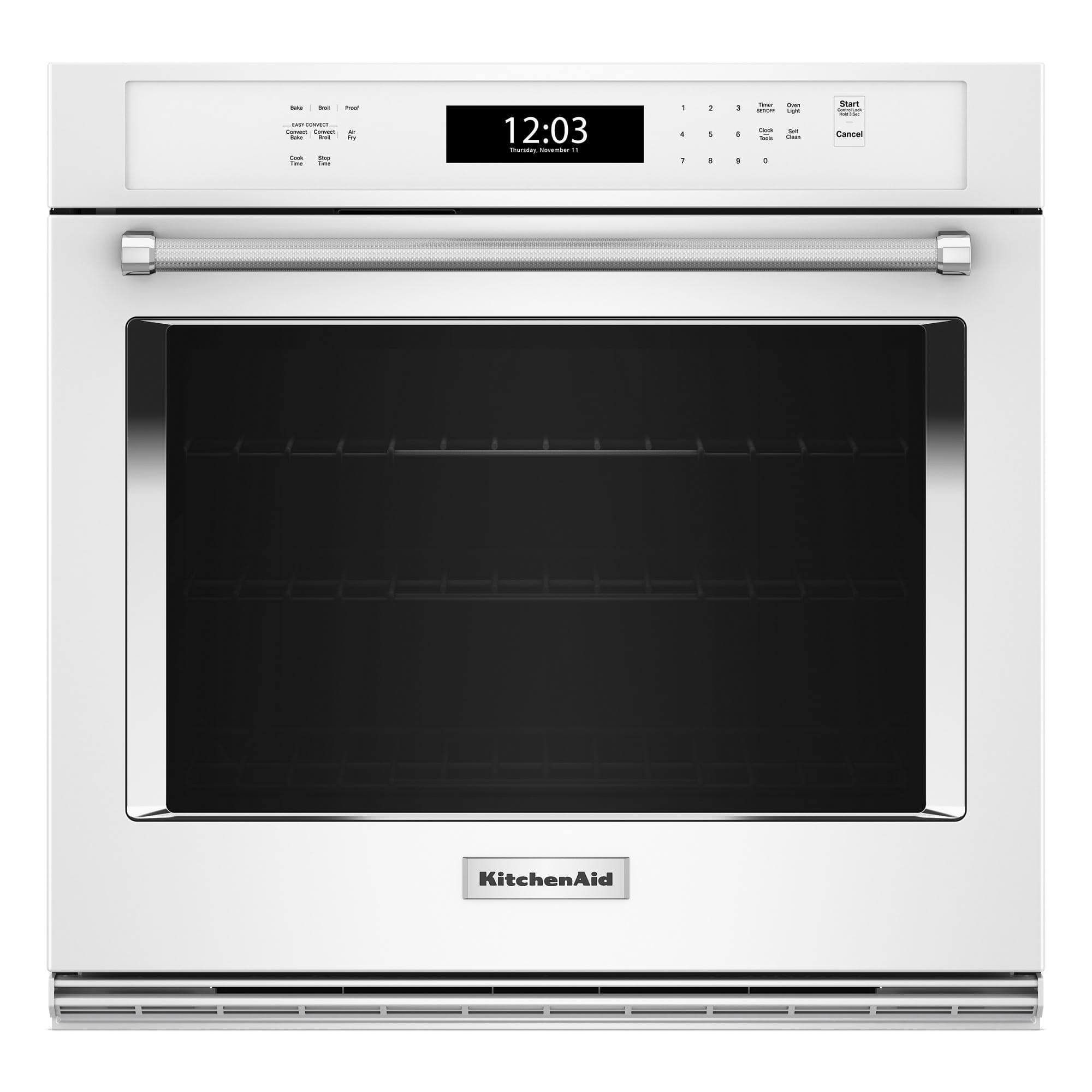KitchenAid - 30" Built-In Single Electric Convection Wall Oven with Air Fry Mode - White - Front_Zoom