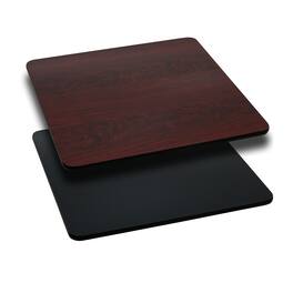 Emma + Oliver - 36" Square Table Top with Reversible Laminate Top - Black/Mahogany
