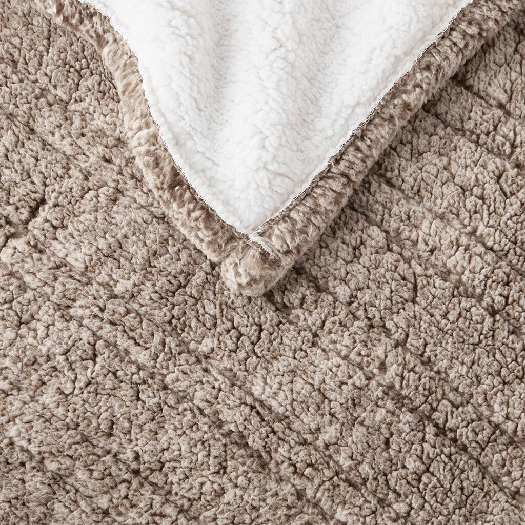 Alt View 5. Gracie Mills - Gracie Mills Mckinley Solid Heated Sherpa Throw - Grey.