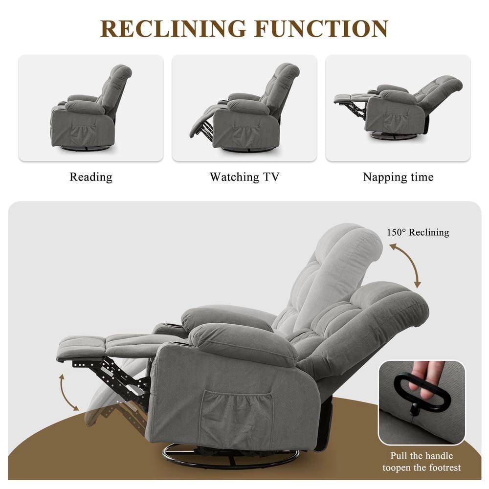 RECLINING FUNCTION

Reading  
Watching TV  
Napping time  

150° Reclining  

Pull the handle to open the footrest