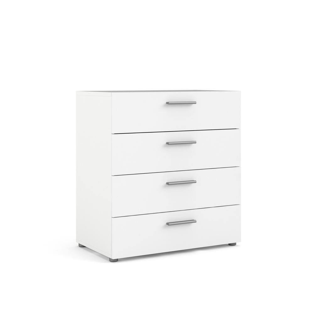 Left. FurniFact - White 4 Drawer Chest - Elegant White Chest of Drawers for Bedroom Storage - White.