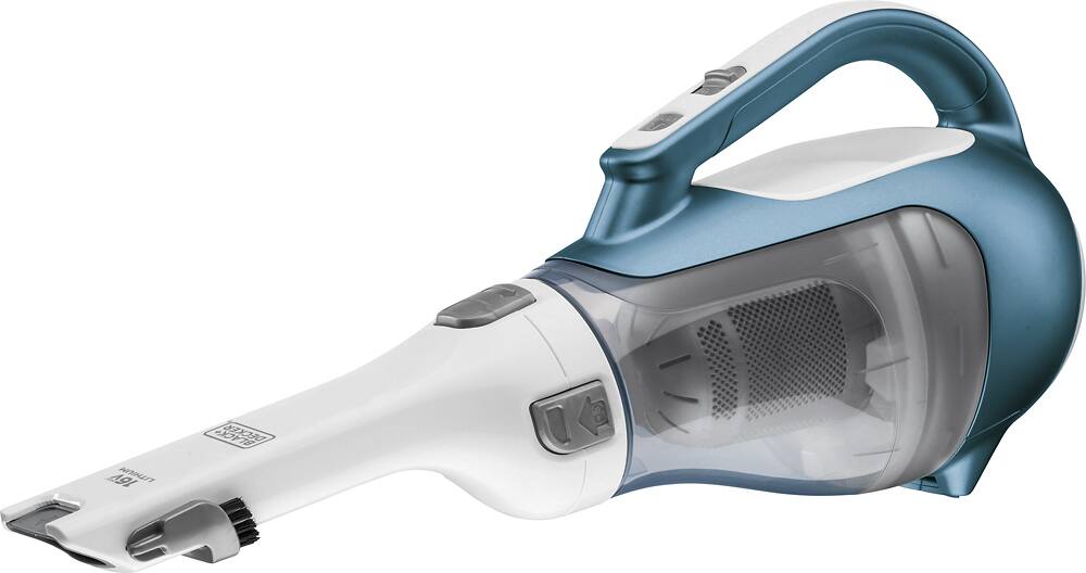 Angle. Black & Decker - 16V MAX* Bagless Cordless Hand Vac - White/Blue.