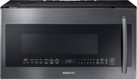 Samsung 2 1 Cu Ft Over The Range Fingerprint Resistant Microwave With Sensor Cooking Black Stainless Steel Fingerprint Resistant Black Stainless Steel Me21k7010dg Best Buy