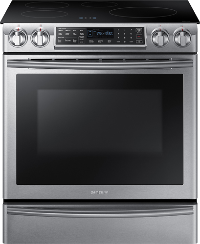 Samsung - 5.8 Cu. Ft. Electric Induction Self-Cleaning Slide-In Smart Range with Convection - Stainless Steel