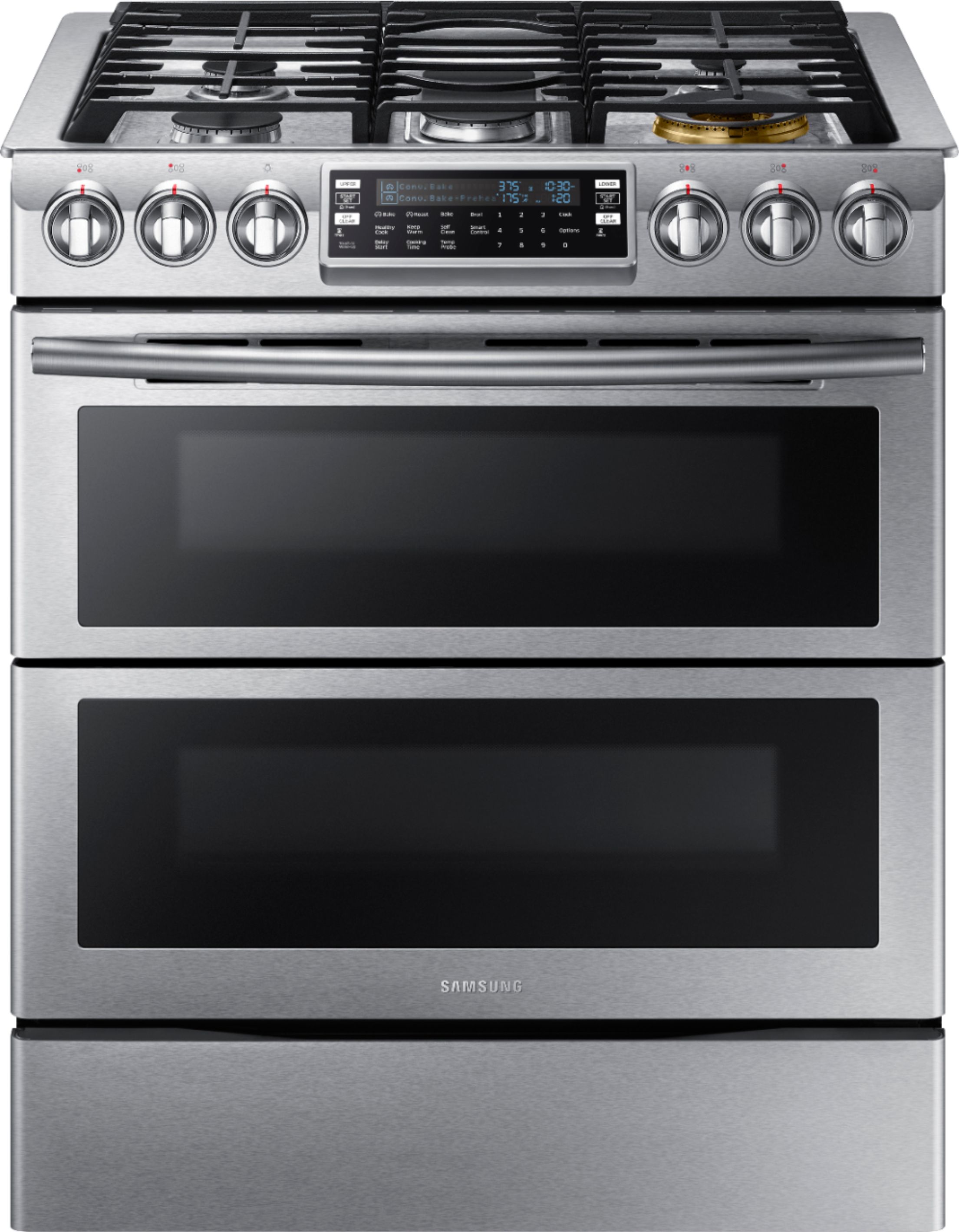 Samsung – Flex Duo™ 5.8 Cu. Ft. Self-Cleaning Slide-In Gas Convection Range – Stainless steel