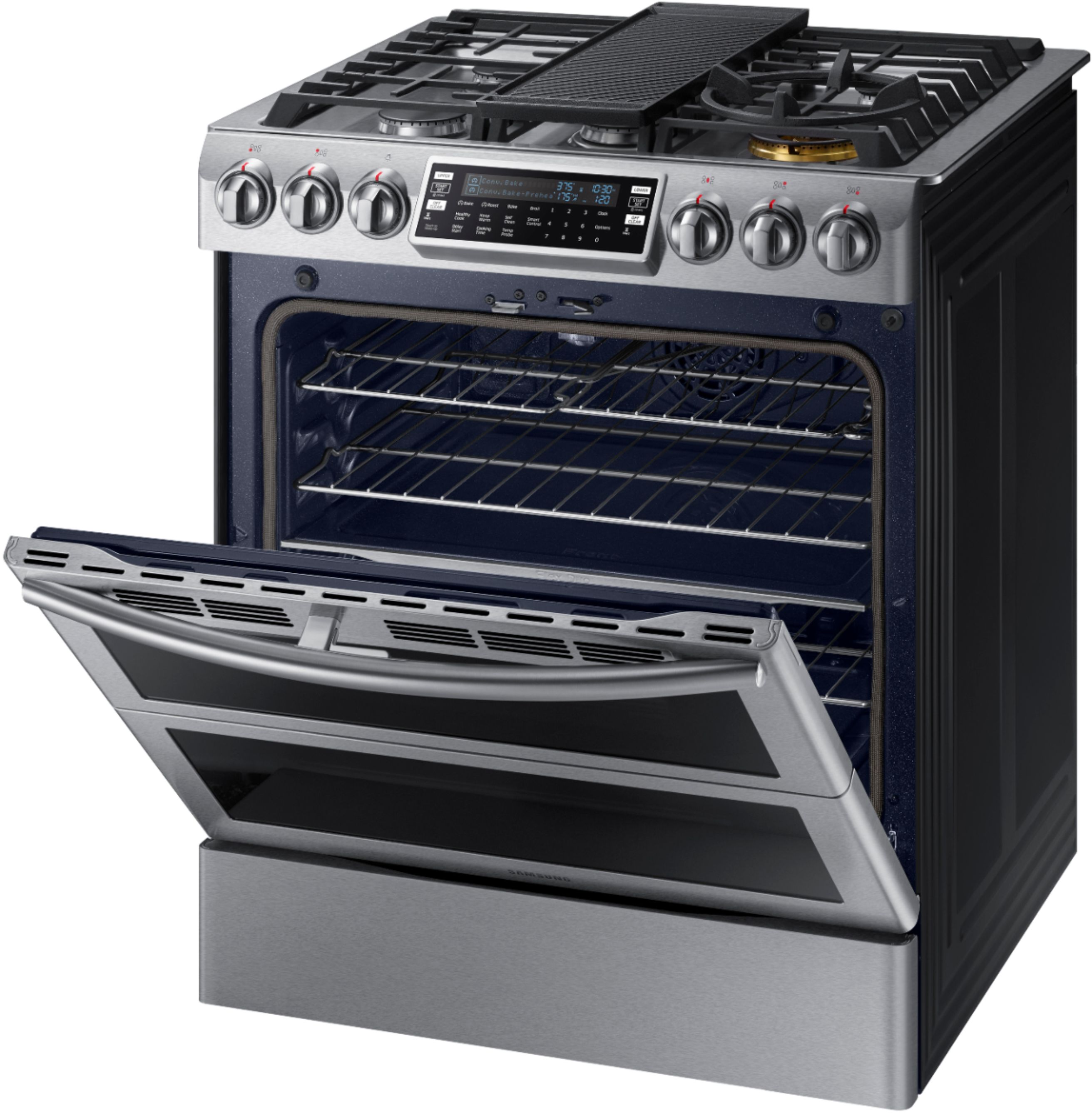 Best Buy: Samsung Flex Duo 5.8 Cu. Ft. Self-Cleaning Slide-In Gas  Convection Range Stainless Steel NX58K9850SS