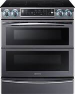 Samsung - 5.8 Cu. Ft. Electric Flex Duo Self-Cleaning Fingerprint Resistant Slide-In Smart Range with Convection - Black stainless steel - Front_Standard