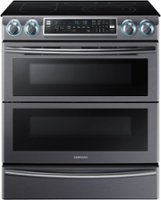 Samsung - 5.8 Cu. Ft. Electric Flex Duo Self-Cleaning Fingerprint Resistant Slide-In Smart Range with Convection - Black Stainless Steel - Front_Zoom