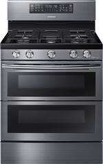 Samsung - Flex Duo™ 5.8 Cu. Ft. Self-Cleaning Freestanding Gas Convection Range - Fingerprint Resistant Black Stainless Steel - Front_Standard