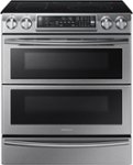 Front Zoom. Samsung - 5.8 Cu. Ft. Electric Flex Duo Self-Cleaning Slide-In Smart Range with Convection - Stainless Steel.