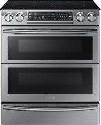 Samsung - 5.8 Cu. Ft. Electric Flex Duo Self-Cleaning Slide-In Smart Range with Convection - Stainless Steel - Front_Zoom