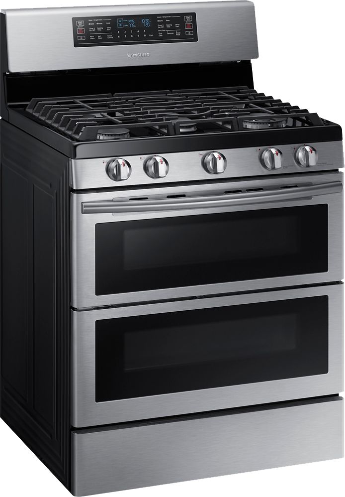 Angle View: GE - 5.0 Cu. Ft. Self-Cleaning Freestanding Gas Range - Stainless Steel