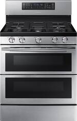 Samsung - Flex Duo™ 5.8 Cu. Ft. Self-Cleaning Freestanding Gas Convection Range - Stainless steel - Front_Standard