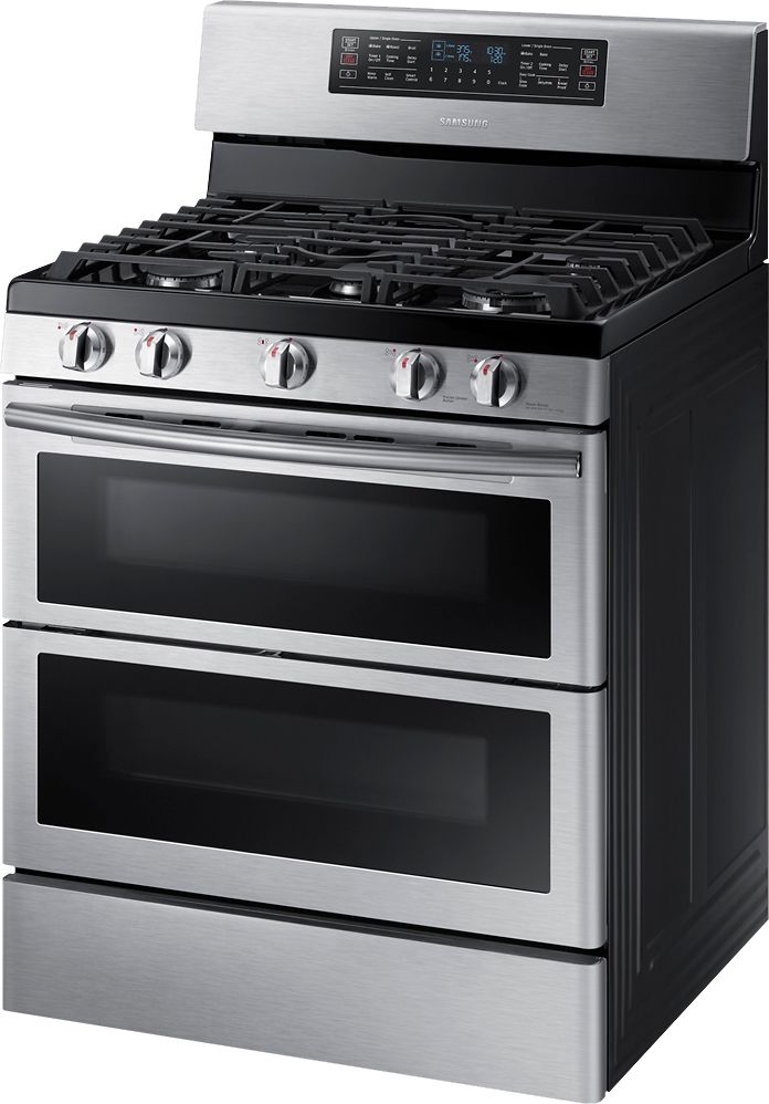 Left View: GE - 5.0 Cu. Ft. Self-Cleaning Freestanding Gas Range - Stainless Steel