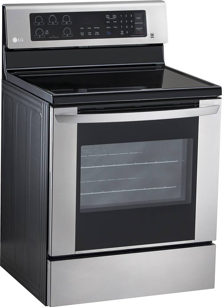 Angle View: LG - 6.3 Cu. Ft. Freestanding Electric Convection Range - Stainless steel