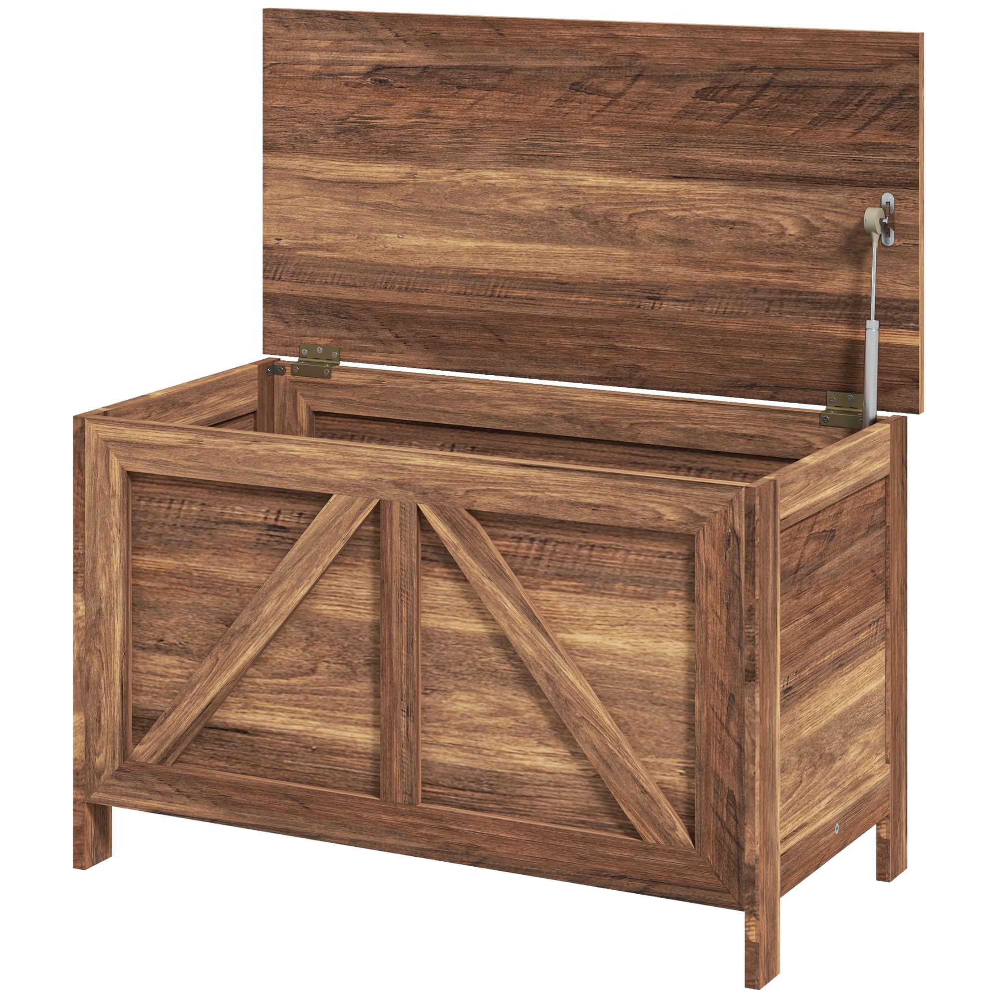 Homcom - Chest, Farmhouse Lift Top Box Organizer with Safety Hinge, for Bedroom, Entryway, Living Room - Brown