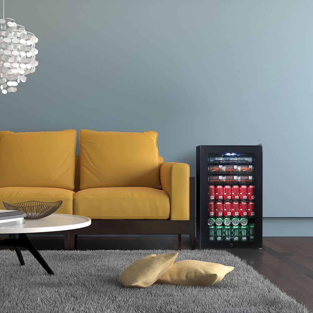 Alt View 19. NewAir - 126 Can Freestanding Beverage Fridge with 7 Temperature Settings and Adjustable Shelves - Onyx Black.