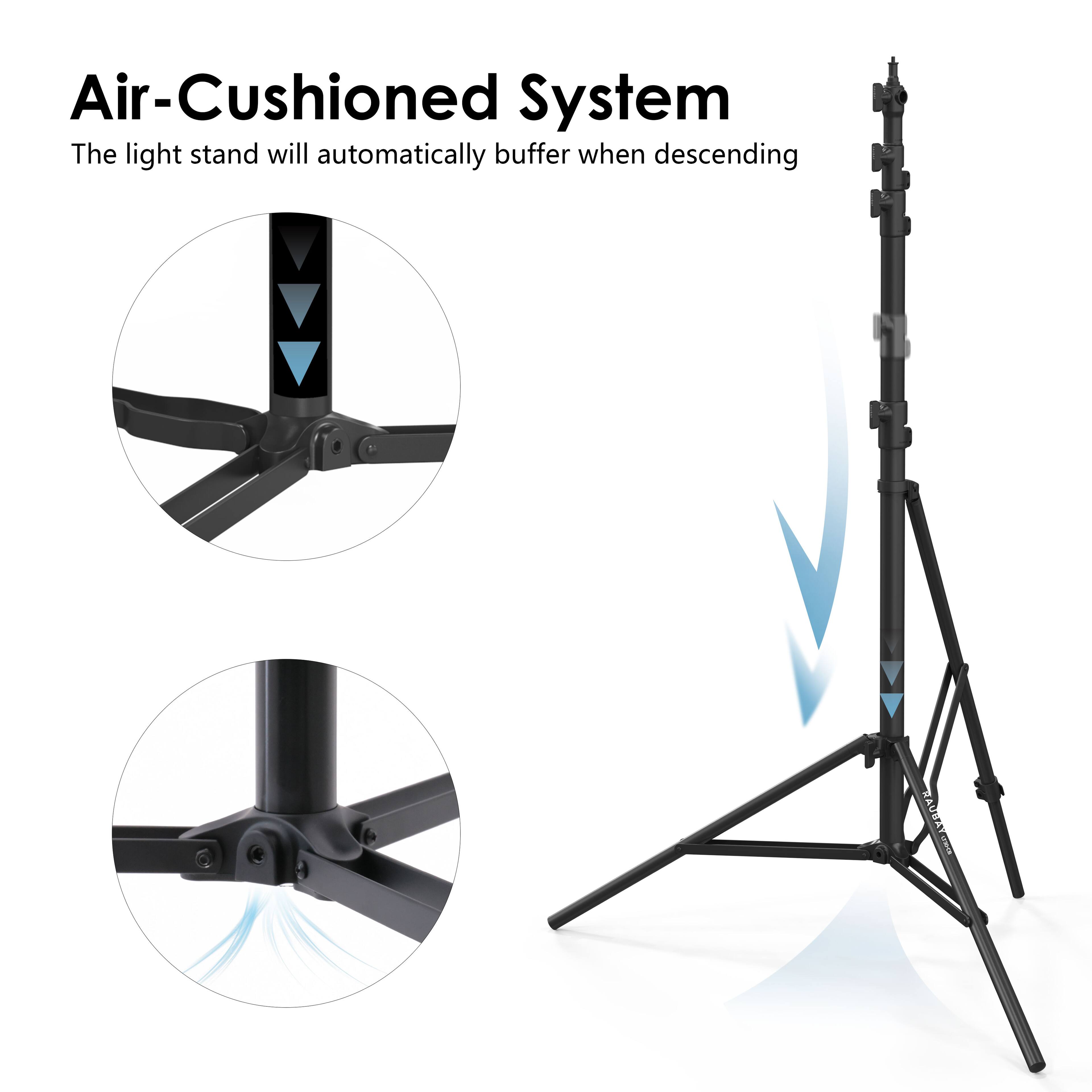 Air-Cushioned System  
The light stand will automatically buffer when descending