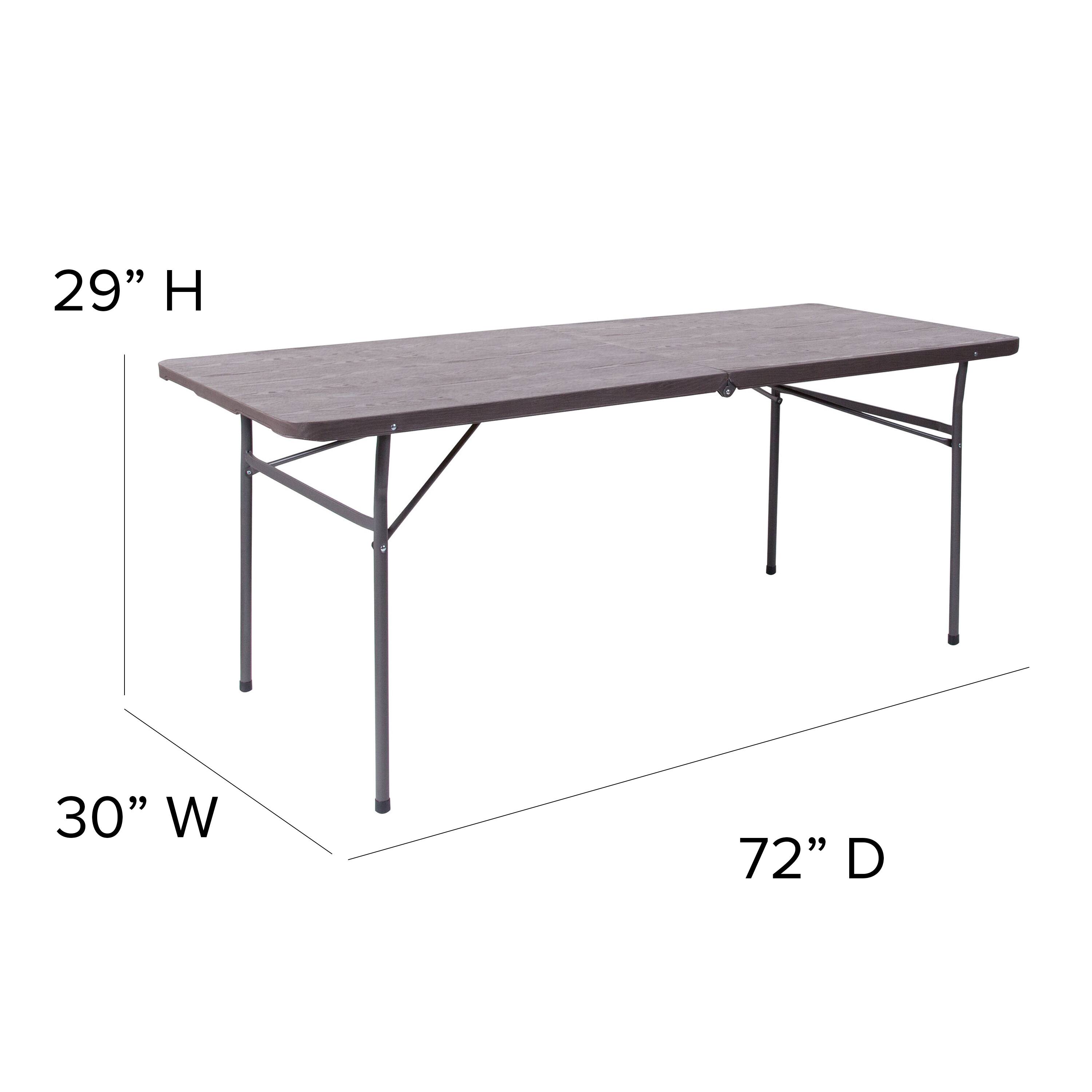 Alt View 15. Alamont Home - 6-Foot Bi-Fold Plastic Banquet and Event Folding Table with Carrying Handle - Brown.