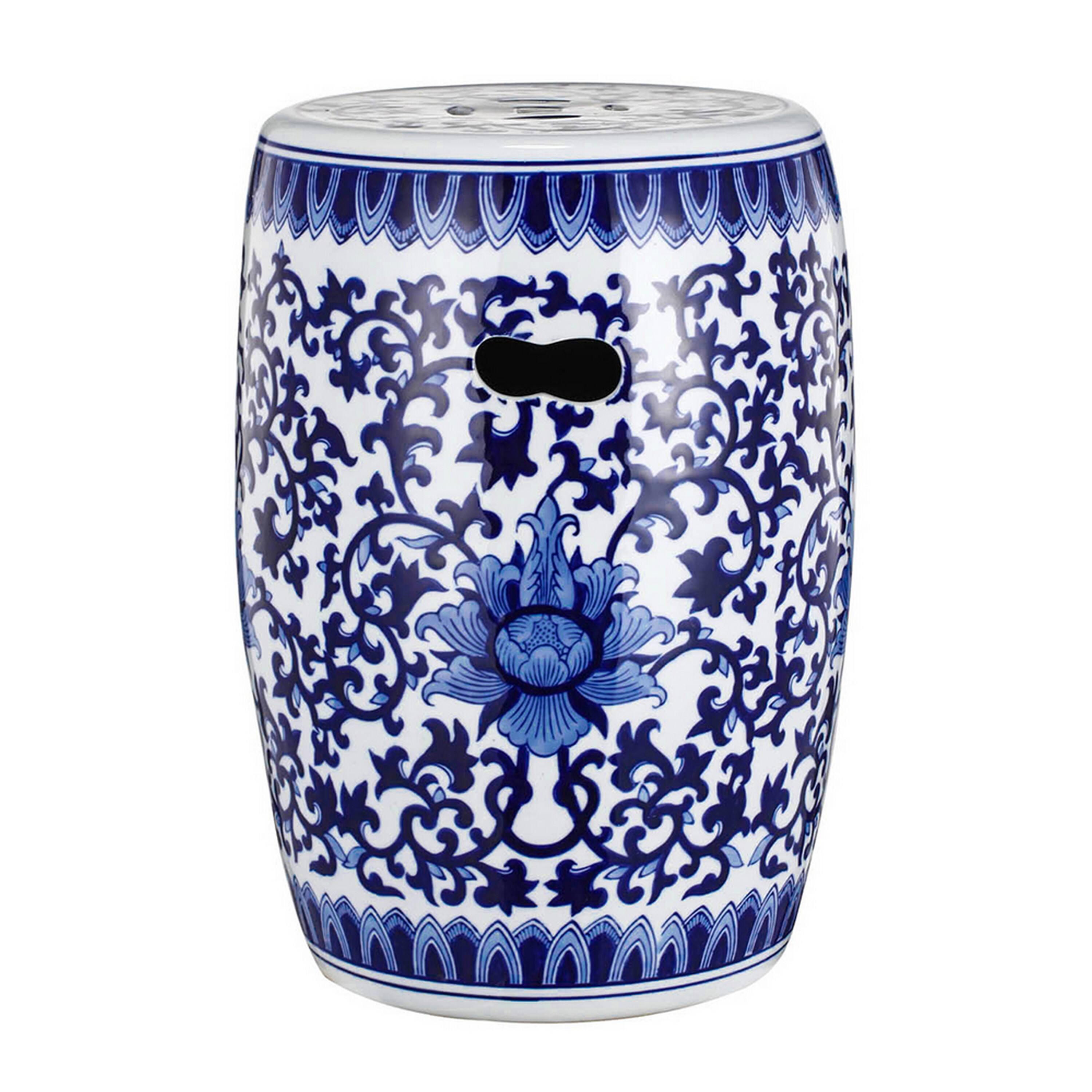 Manhattan Lane - Elegant Classic Garden Stool - White and Blue