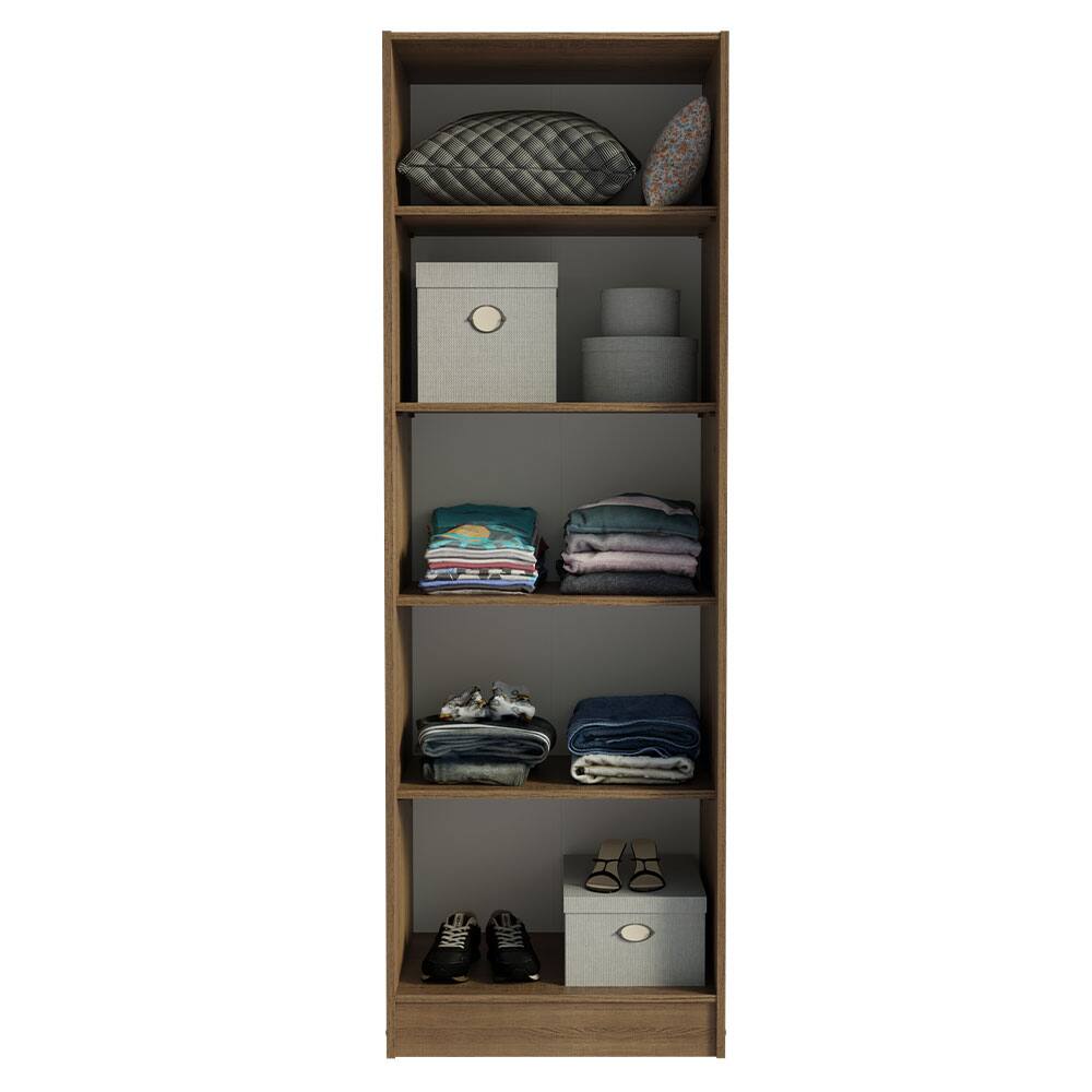 Alt View 6. Madesa - Madesa Wardrobe with 2 Doors and 4 Utility Shelves 23"L - Rustic - Brown.