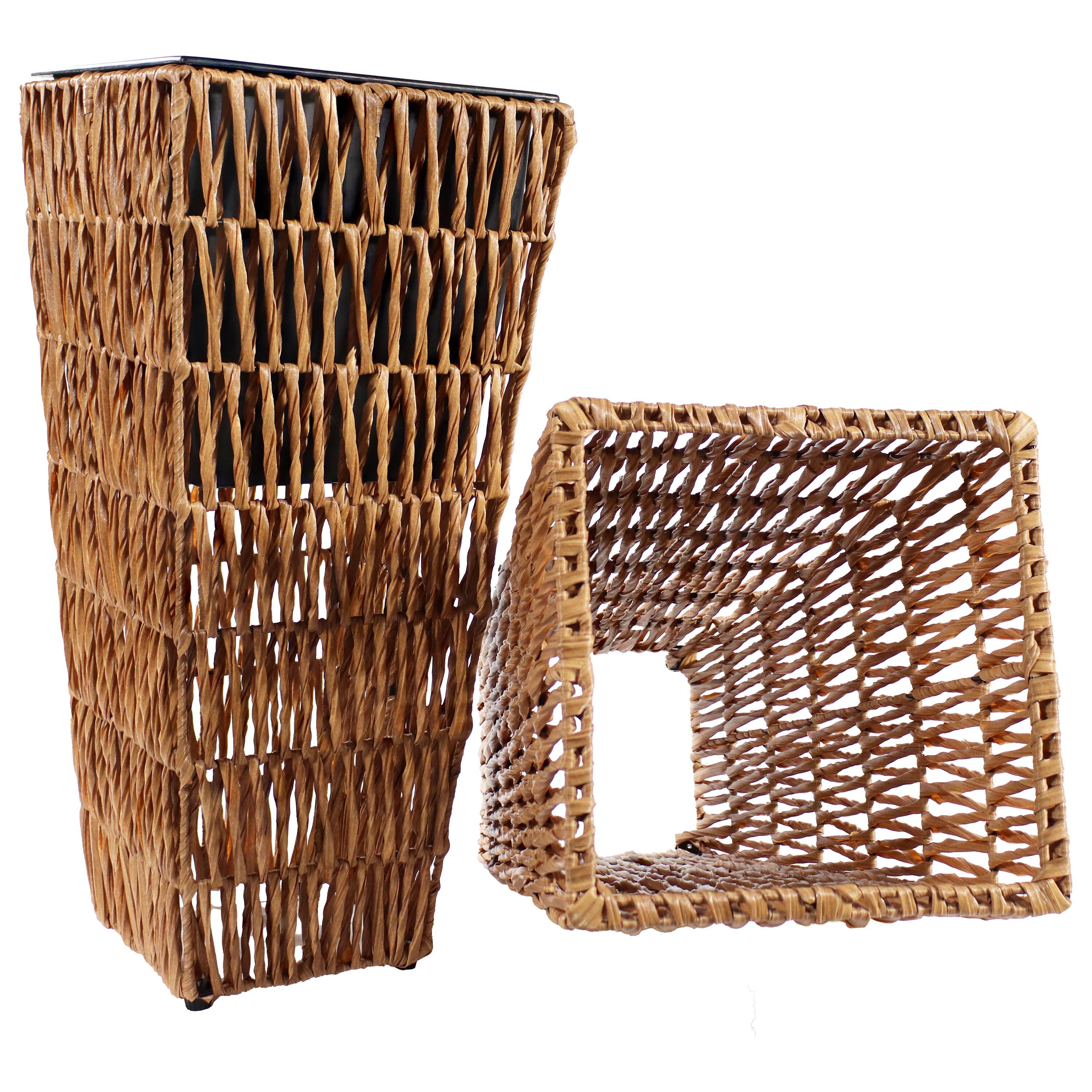 Alt View 5. Sunnydaze - 11 in Hyacinth Poly-Wicker Planter - Set of 2 - Barley.