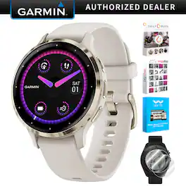 Garmin - Venu 3S Fitness GPS Smartwatch Gold Steel Bezel w/ Ivory Case + Accessories Kit - Stainless Steel and Ivory - (2023)