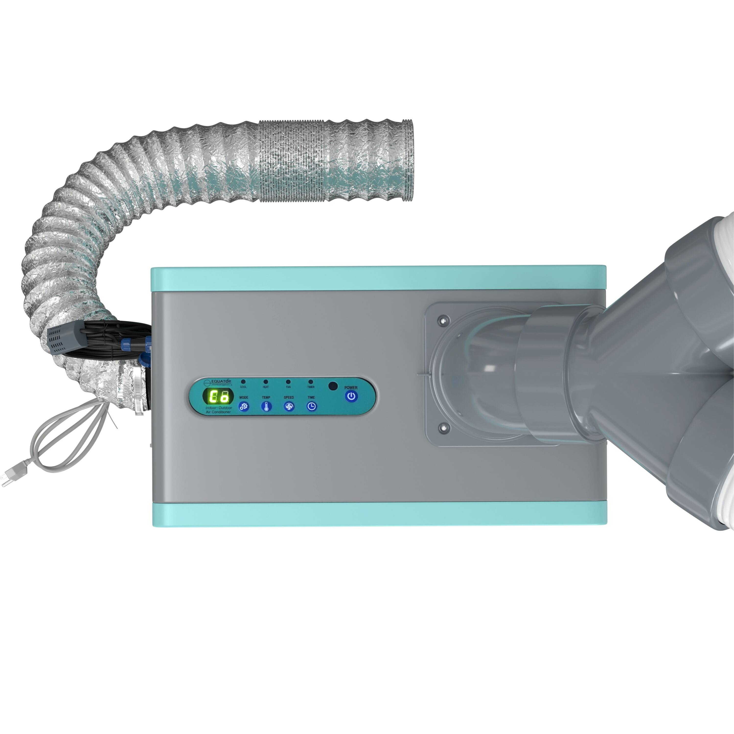 Back. Equator - Equator 10000 BTU 3-in-1 Outdoor/Indoor HEATER, AIR CONDITIONER, FAN, Remote & Hot Air Exhaust 1000 sq ft 110V - Turquoise Blue & Silver.