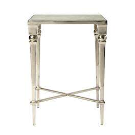 Starlight Canyon Home - Square End Table with Marble Top, Modern Accent Side Table for Living Room - Silver