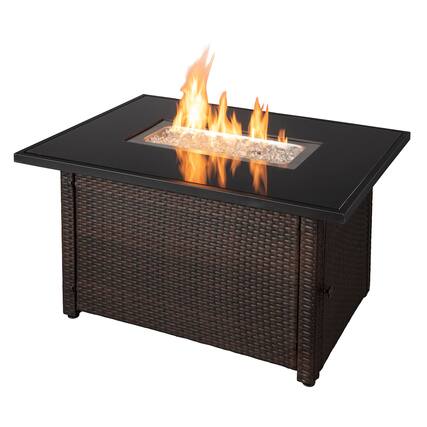 Front. Endless Summer - Endless Summer 40,000 BTU Rectangular LP Gas Outdoor Fire Pit Table, Brown/Black - Brown.