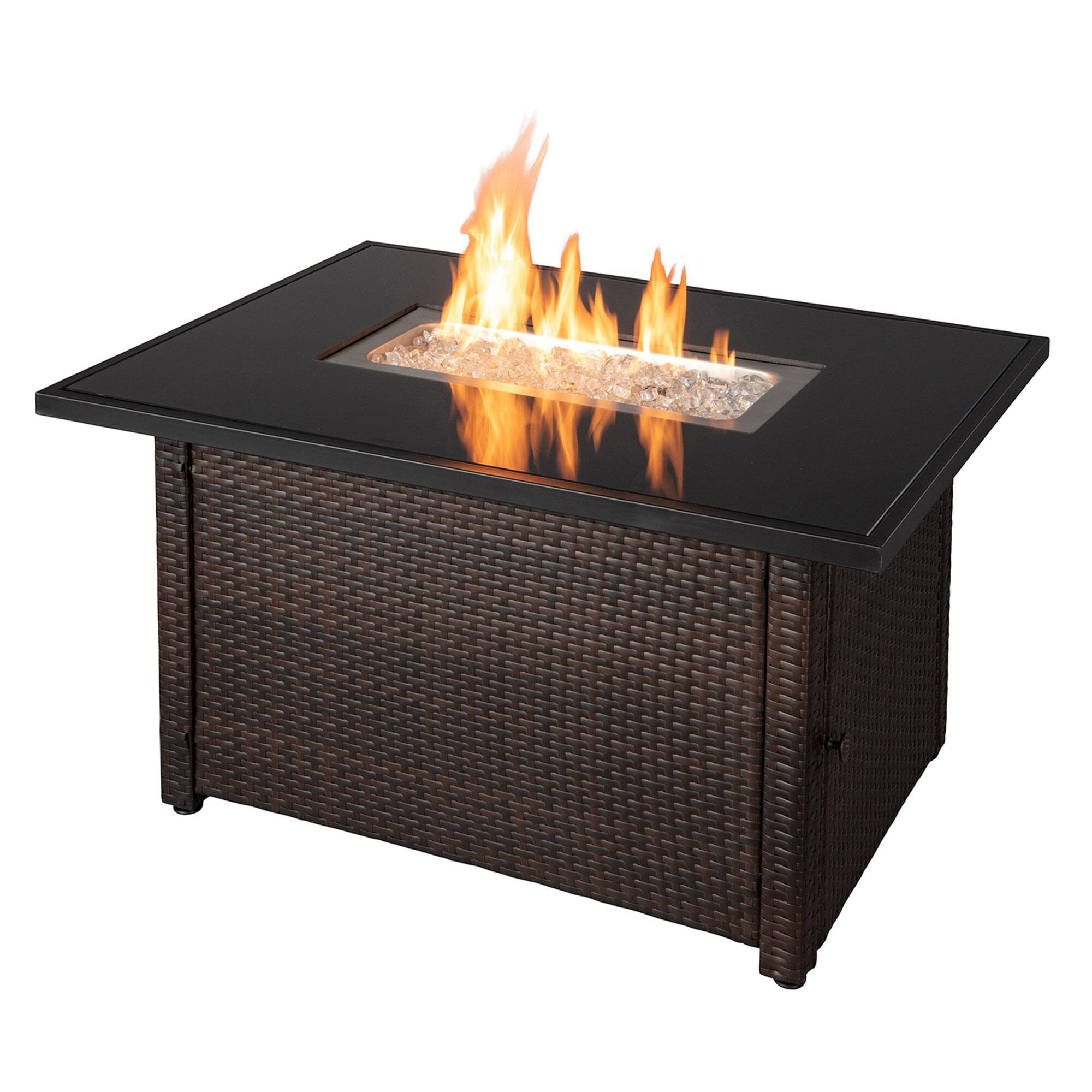 Front. Endless Summer - Endless Summer 40,000 BTU Rectangular LP Gas Outdoor Fire Pit Table, Brown/Black - Brown.