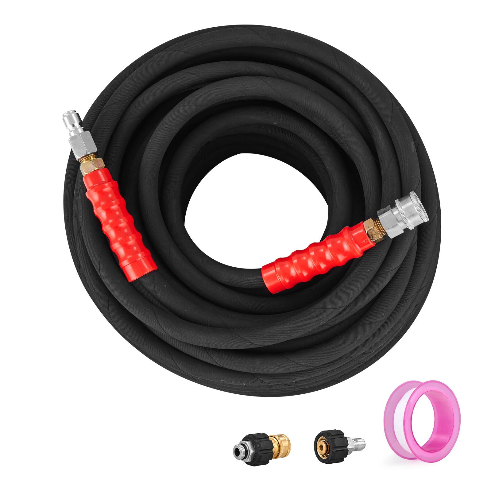 Alt View 5. VEVOR - Pressure Washer Hose, 100FT, Kink Free 3/8"-φ14.8 Male, 3/8"-φ15 Female For Most Brand Pressure Washers - Black.