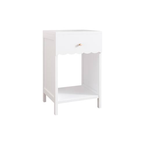 Alt View 3. LUCKY ONE - 26.8" Assembled Nightstand 1-Drawer 1-Shelf Scalloped Edge - White.