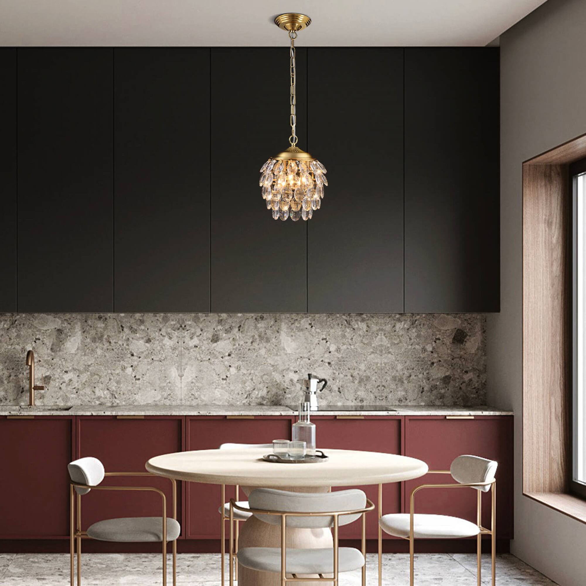 Alt View 2. Siljoy - Pine Cone Shape Crystal Chandelier - Gold.