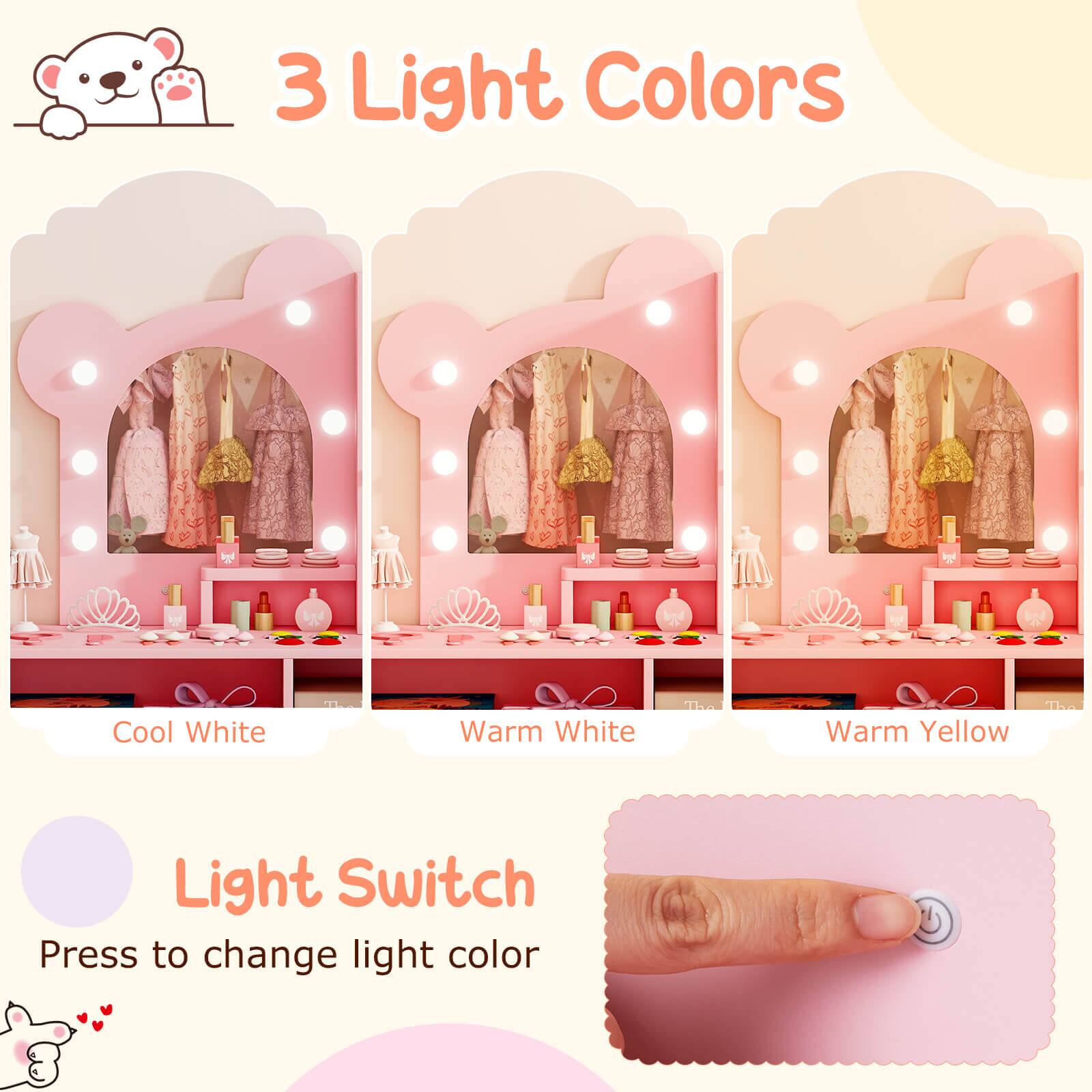 3 Light Colors

Cool White Warm White Warm Yellow

Light Switch

Press to change light color