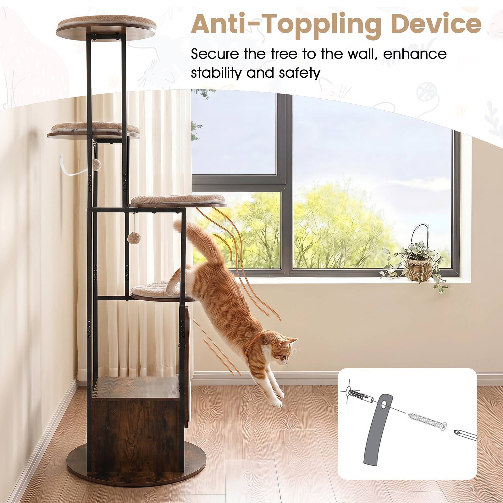 Anti-Topping Device  
Secure the tree to the wall, enhance stability and safety