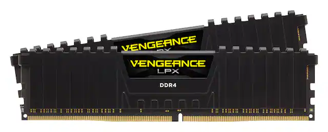 Front. CORSAIR - Vengeance LPX CMK32GX4M2A2666C16 32GB (2PK X 16GB) 2666MHz DDR4 C16 DIMM Desktop Memory - Black.