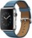 Angle Zoom. Apple Watch 42mm Stainless Steel Case - Marine Blue Classic Buckle Band.