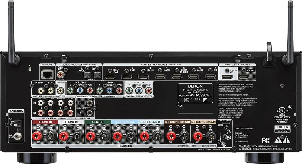 Best Buy Denon 1295W 7.2Ch. 4K Ultra HD and 3D PassThrough A/V Home Theater Receiver Black