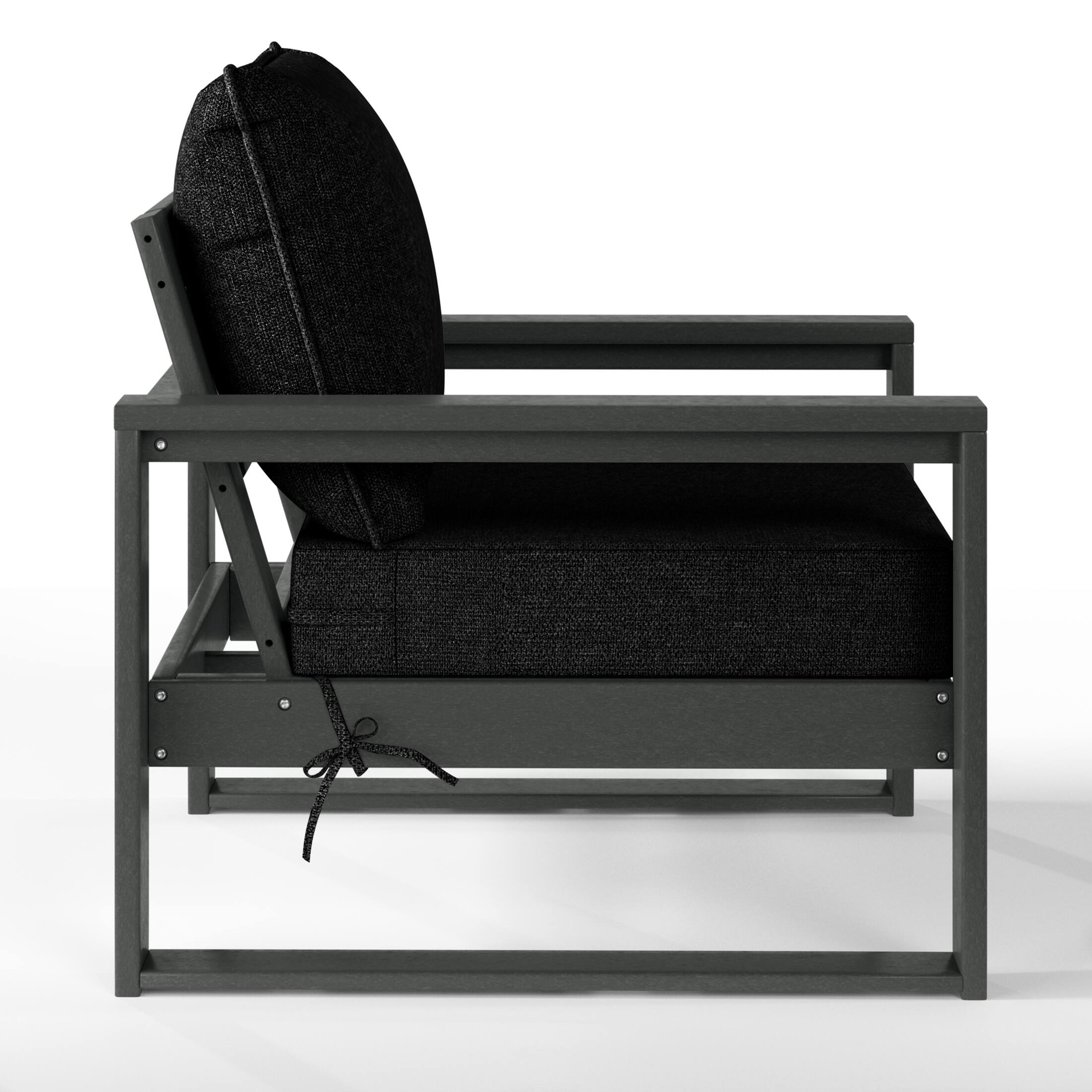 Back. WestinTrends - WestinTrends Montara Outdoor Modern HDPE Patio Club Chair with Waterproof Deep Seat Cushions (Set of 2) - Black.