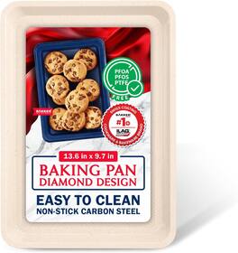 Bakken- Swiss - BAKKEN Cookie Sheet 13.58", Nonstick Carbon Steel, Diamond Texture, Oven Safe 450°F, PFOA/PTFE Free - White Marble