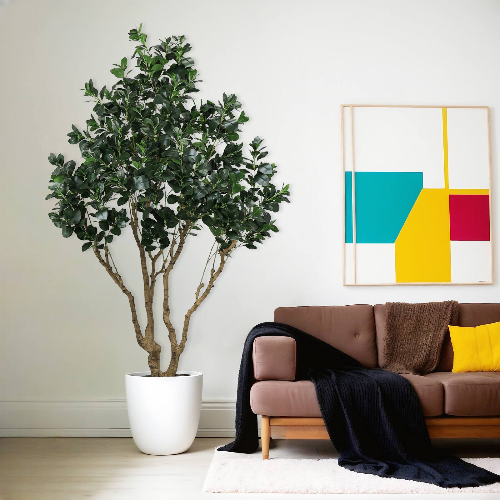 Alt View 5. Glintex - 7.2FT Tall Artificial Silk Tree Large Faux Greenery Plant with Lifelike Leaves for Indoor Outdoor Fake Plant, 1pc/set - Green.