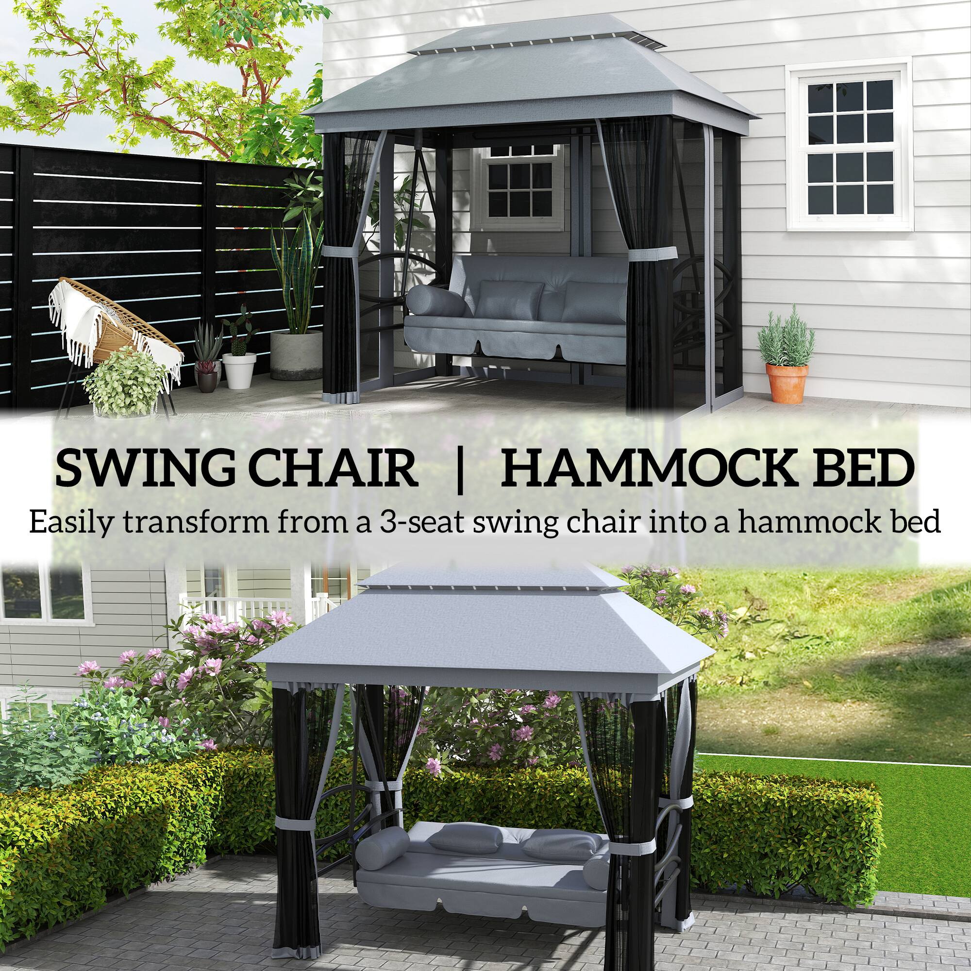 SWING CHAIR | HAMMOCK BED Easily transform from a 3-seat swing chair into a hammock bed