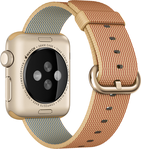 Best Buy: Apple Watch Sport 38mm Gold Aluminum Case Gold/Red Woven