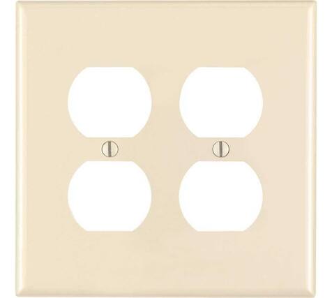 Front. Leviton - Leviton Midway Almond 2 gang Nylon Duplex Wall Plate 1 pk - Almond.